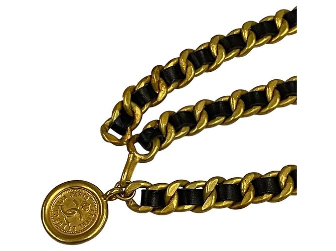 Chanel Cambon Chain Leder Gürtel Schwarz Golden - Ansicht 5