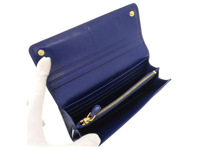 Prada 1M1132 Blauer Langer Geldbeutel - Ansicht 5
