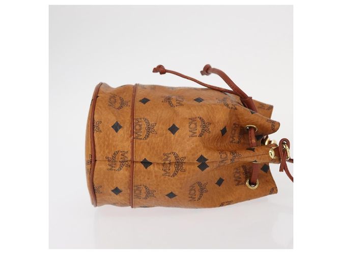 Bolso de hombro MCM Visetos de lona y cuero Castaño - vista 3