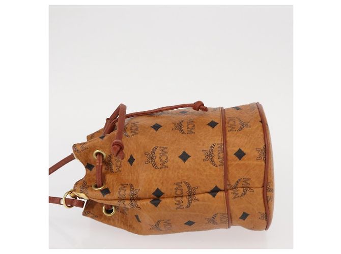Bolso de hombro MCM Visetos de lona y cuero Castaño - vista 4