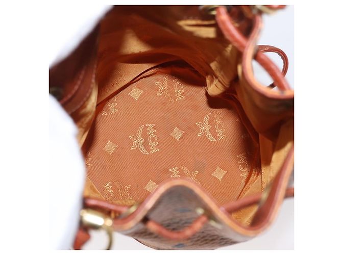 Bolso de hombro MCM Visetos de lona y cuero Castaño - vista 5