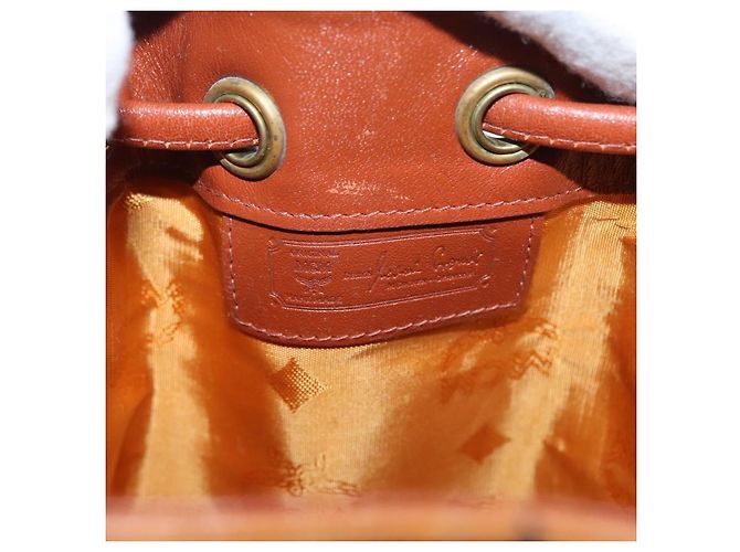 Bolso de hombro MCM Visetos de lona y cuero Castaño - vista 6