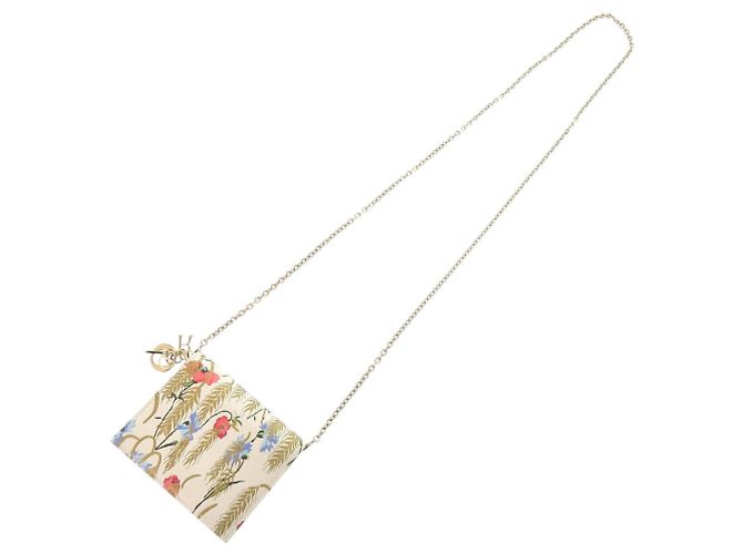 Borsa a spalla in pelle con stampa floreale avorio Christian Dior - vista 7
