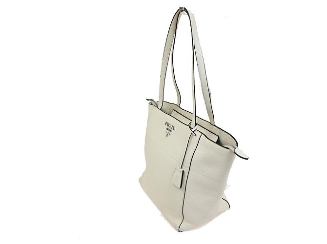 Prada Vintage Tote aus Leder Weiß - Ansicht 3