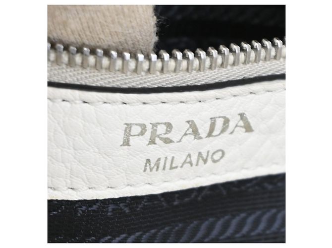 Prada Vintage Tote aus Leder Weiß - Ansicht 6