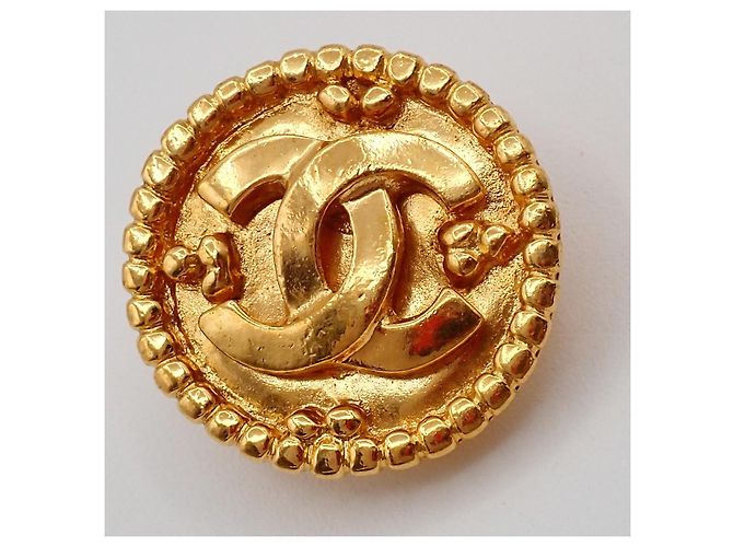 Chanel Vintage CC Bottone Rotondo Clip-On Metallo D'oro - vista 7
