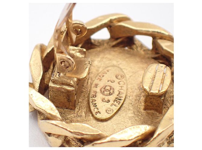 Chanel Vintage CC Round Clip-On Metal with Crystals D'oro - vista 7