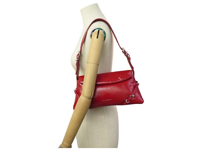 NUOVO BORSO A MANO GIVENCHY P'TIT VOYOU IN PELLE LUCIDA ROSSA Rosso - vista 7
