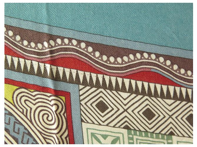 Aline Hermès CHALE HERMES CENT PLIS DES MIAO 140 CM CASHMERE SETA SCIALLE FULARD Blu - vista 11