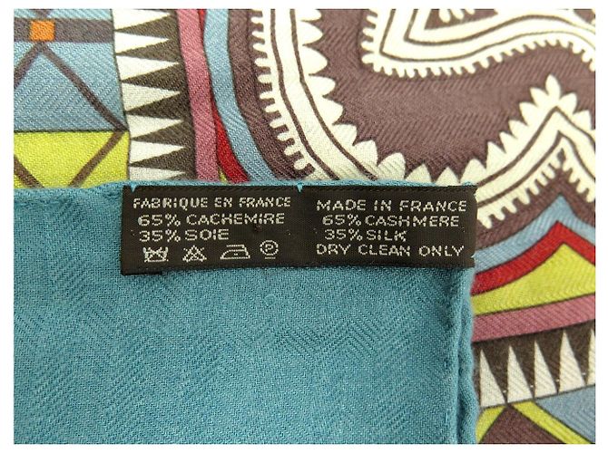 Aline Hermès CHALE HERMES CENT PLIS DES MIAO 140 CM CASHMERE SETA SCIALLE FULARD Blu - vista 16