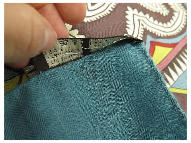 Aline Hermès CHALE HERMES CENT PLIS DES MIAO 140 CM CASHMERE SETA SCIALLE FULARD Blu - vista 17