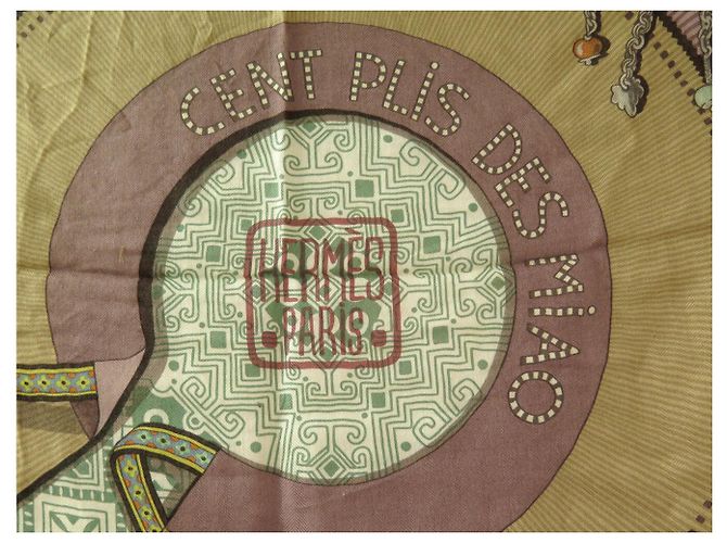 Aline Hermès CHALE HERMES CENT PLIS DES MIAO 140 CM CASHMERE SETA SCIALLE FULARD Blu - vista 6