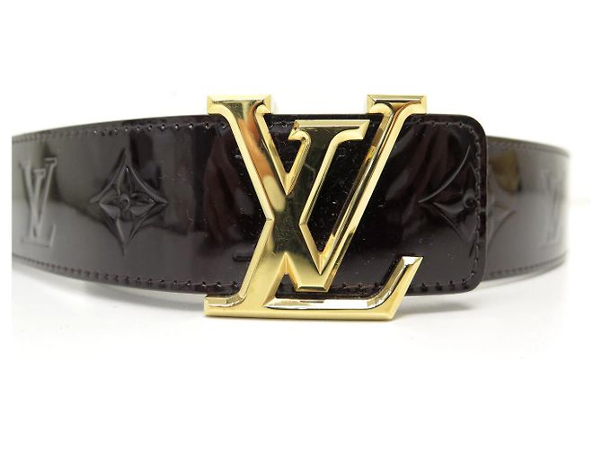 NEUER LOUIS VUITTON LV INITIALES 40MM T95 MONOGRAM LACKLEDERGÜRTEL Bordeaux - Ansicht 5