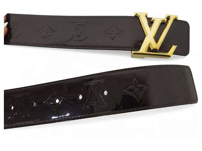 NEUER LOUIS VUITTON LV INITIALES 40MM T95 MONOGRAM LACKLEDERGÜRTEL Bordeaux - Ansicht 7