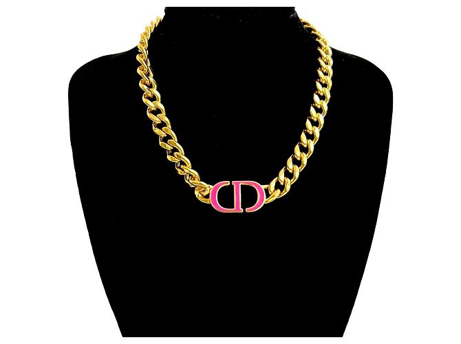 Colar Motivo CD Christian Dior Dourado Metálico - vista 2