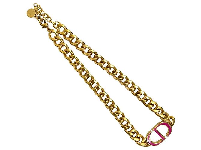 Colar Motivo CD Christian Dior Dourado Metálico - vista 5