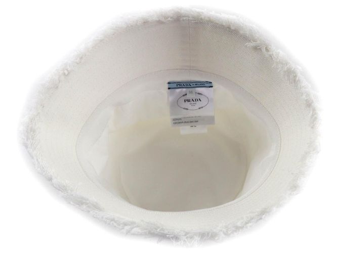 Cappello bucket in cotone ricamato con logo Prada Bianco - vista 4