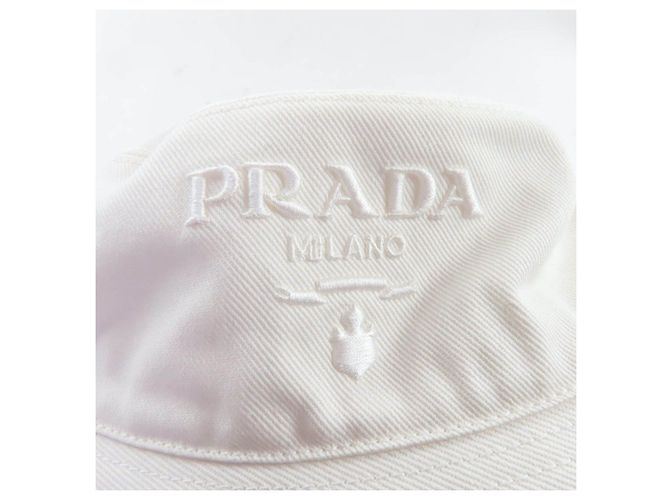 Cappello bucket in cotone ricamato con logo Prada Bianco - vista 5