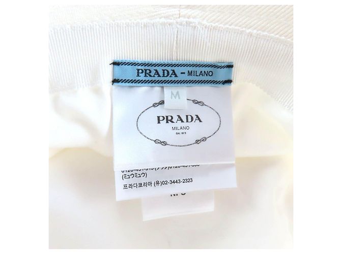 Cappello bucket in cotone ricamato con logo Prada Bianco - vista 6