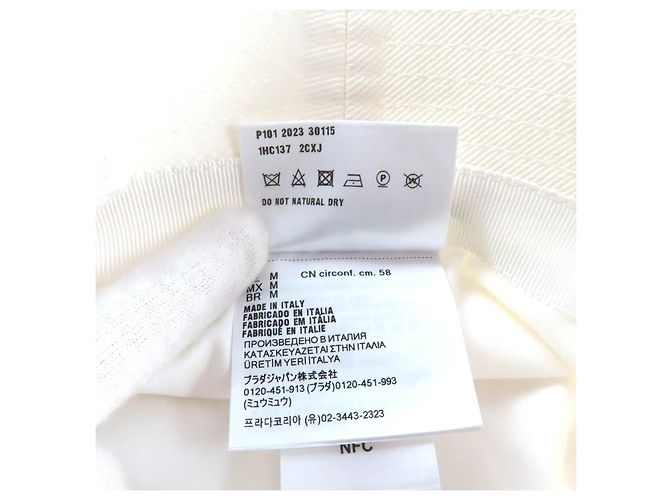Cappello bucket in cotone ricamato con logo Prada Bianco - vista 7