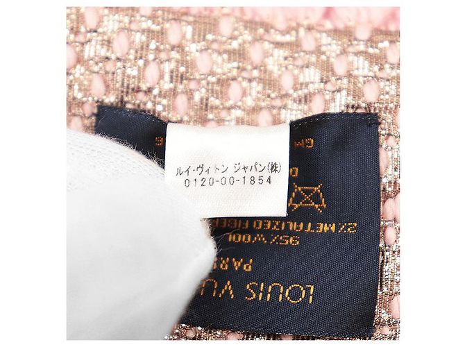 Sciarpa Logomania Monogram in Lana e Seta Metallizzata Louis Vuitton Rosa - vista 10