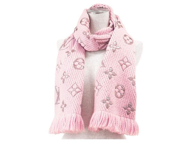 Sciarpa Logomania Monogram in Lana e Seta Metallizzata Louis Vuitton Rosa - vista 2