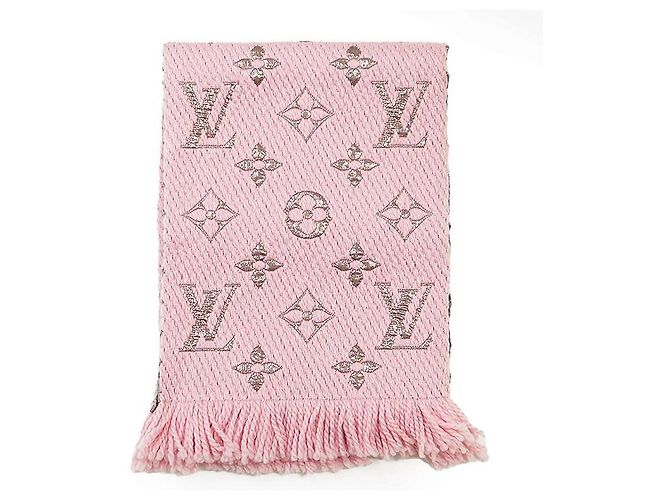 Sciarpa Logomania Monogram in Lana e Seta Metallizzata Louis Vuitton Rosa - vista 4