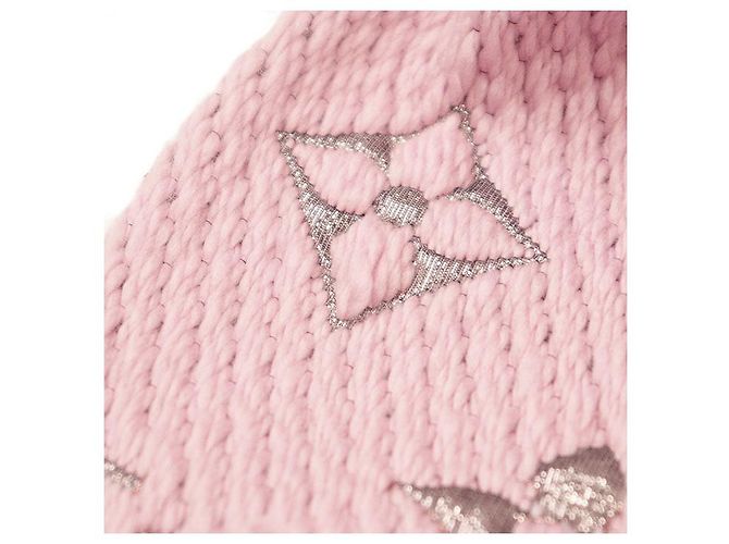 Sciarpa Logomania Monogram in Lana e Seta Metallizzata Louis Vuitton Rosa - vista 7