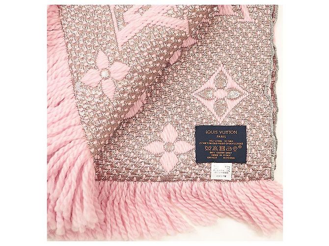 Sciarpa Logomania Monogram in Lana e Seta Metallizzata Louis Vuitton Rosa - vista 8