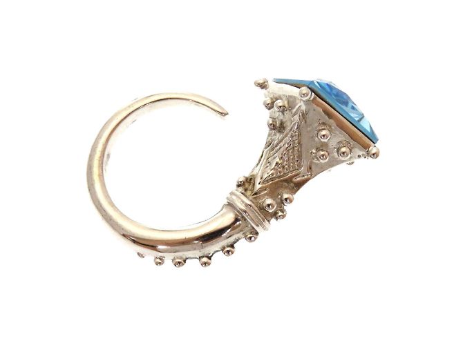 Silberner Metallring mit blauer Stein Christian Dior - Ansicht 2
