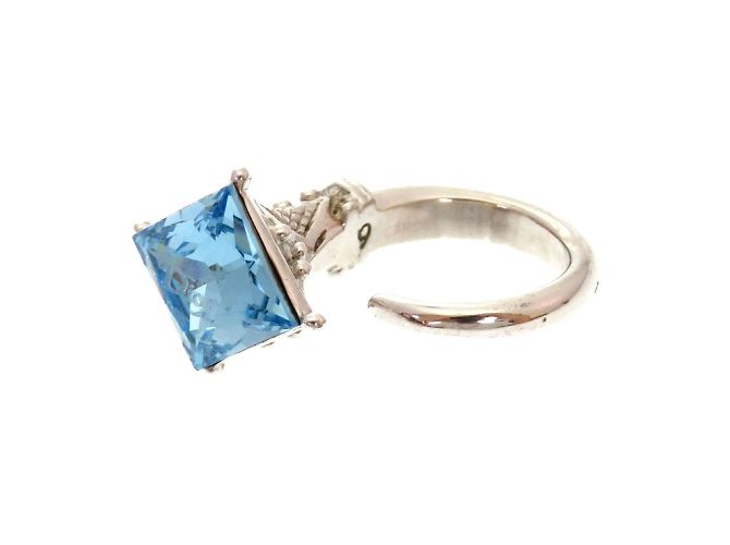 Silberner Metallring mit blauer Stein Christian Dior - Ansicht 3