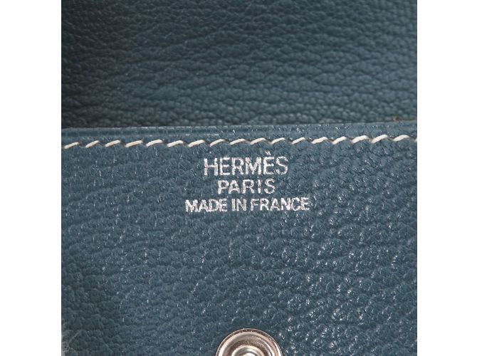 Monedero de cabra Le Vingt Quatre de Hermès Azul - vista 6
