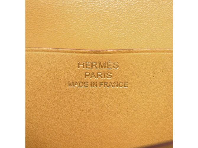 Hermès Bearn Soufflet Vautadelact Paille Langbörse Gelb - Ansicht 8