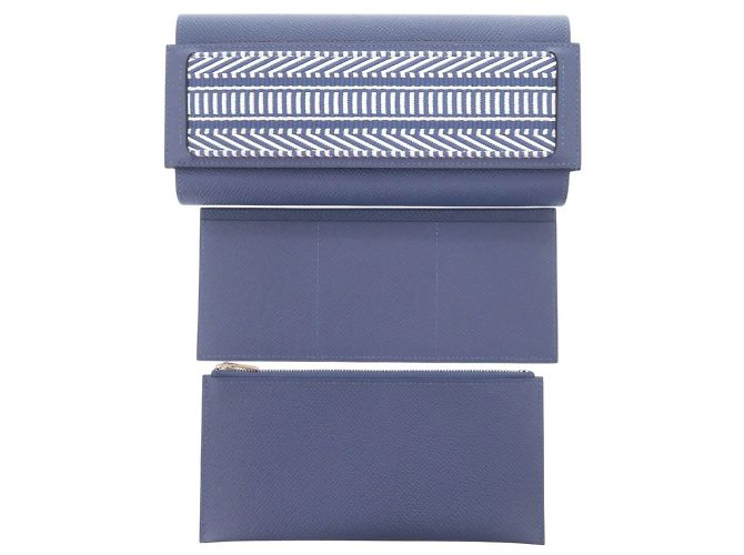 Hermès Passant Lang Wallet aus Epsom-Leder Blau - Ansicht 4