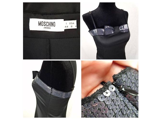 Schwarzes Moschino Jeans Kleid mit Pailletten-Schleife - Ansicht 8