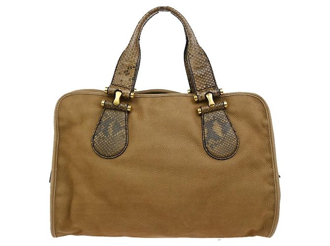 Bolsa Gucci Twice em nobuck com python Marrom - vista 2