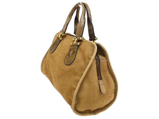 Bolsa Gucci Twice em nobuck com python Marrom - vista 4