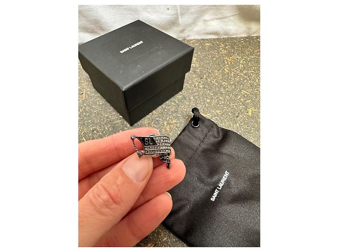 Spilla Saint Laurent Strass Nera Acciaio Nero - vista 2