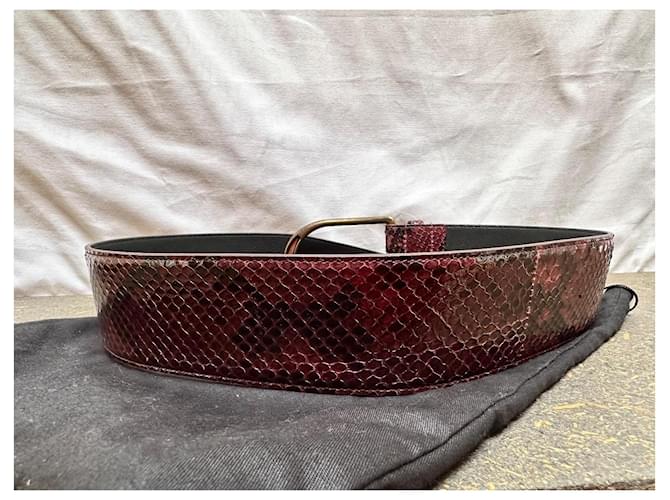 Cintura Saint Laurent Python Rosso Bordeaux Bordò - vista 2