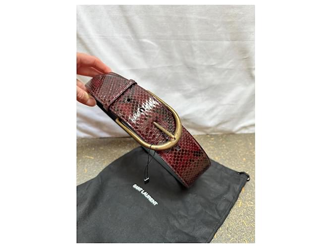 Cintura Saint Laurent Python Rosso Bordeaux Bordò - vista 4