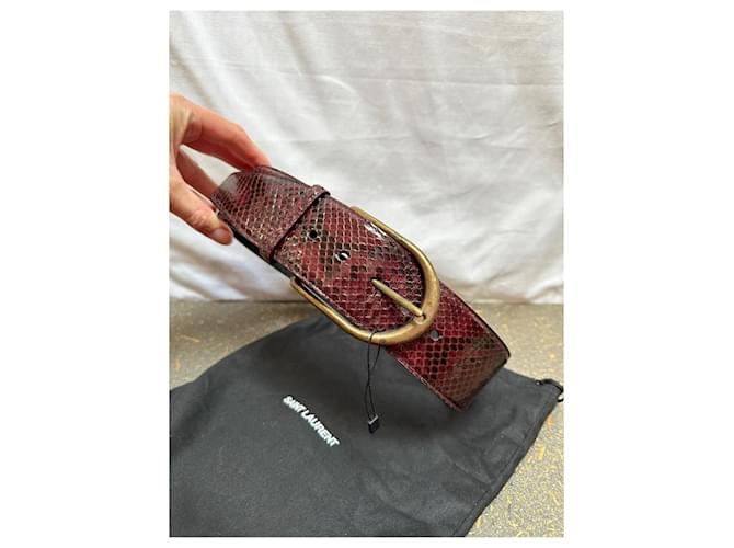 Cintura Saint Laurent Python Rosso Bordeaux Bordò - vista 5