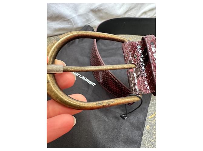 Cintura Saint Laurent Python Rosso Bordeaux Bordò - vista 8