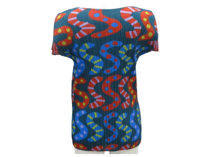 Issey Miyake Top PLEATS PLEASE S SNAKE Azul Multicolor - vista 3