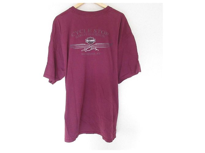 Autre Marque Camiseta de algodón con estampado del logo de Harley Davidson Castaño Burdeos - vista 2