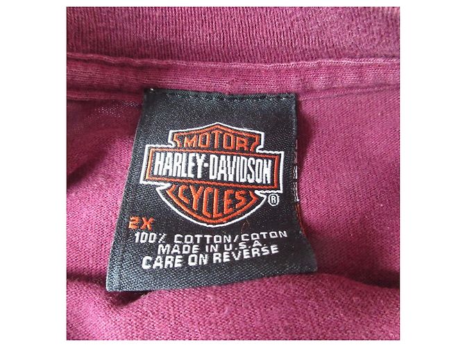 Autre Marque Camiseta de algodón con estampado del logo de Harley Davidson Castaño Burdeos - vista 4