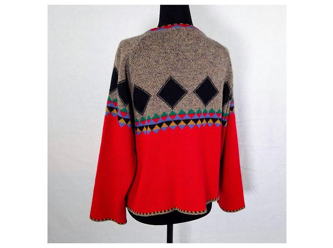 Kenzo Jungle Vintage Pullover der 1980er Jahre Rot Mehrfarben - Ansicht 2