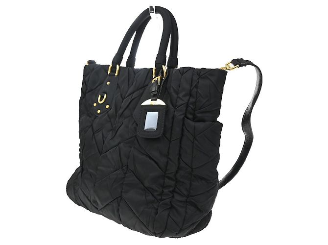 Tote Prada Umhängetasche mit umwandelbarem Seitenfach aus Chevron-Tessuto Medium Schwarz - Ansicht 3