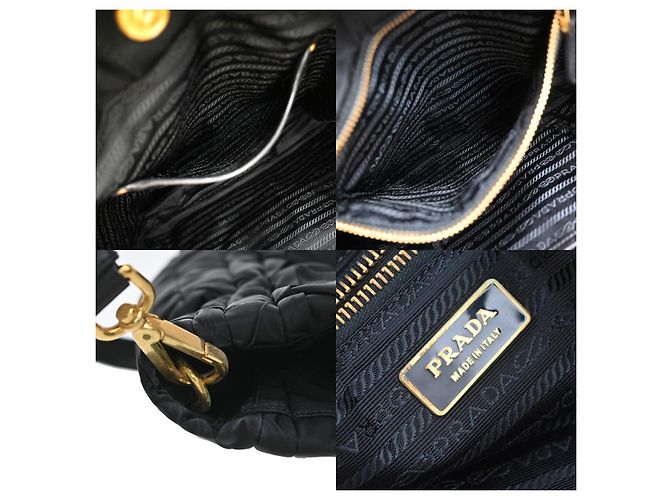 Tote Prada Umhängetasche mit umwandelbarem Seitenfach aus Chevron-Tessuto Medium Schwarz - Ansicht 6