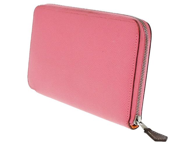 Cartera con cremallera Azap de seda Epsom larga de Hermès Rosa - vista 3