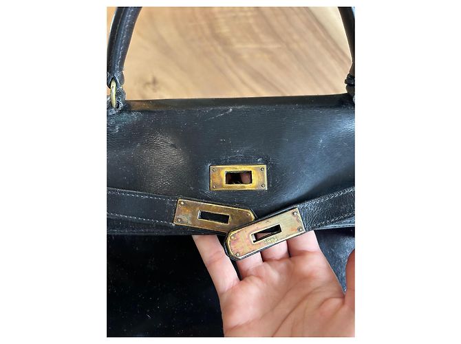 Borsa a mano Hermès Kelly 32 in pelle box nera Nero - vista 12